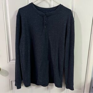 George Men's Large Navy Long Sleeve Henley